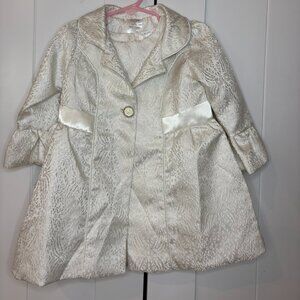 NWT, Two piece white brocade dress and coat, size 2T